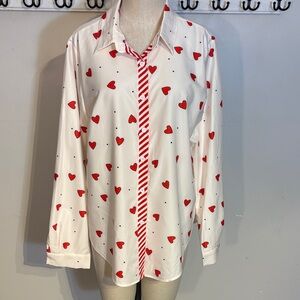White Shirt with Red Heart Pattern Valentines